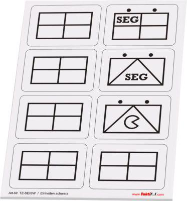 Taktische Zeichen Taktifol Einheiten, rechteckig, selbsthaftend, beschriftbar, trocken abwischbar, L 46 x B 32 mm, schwarz, 8 Zeichen