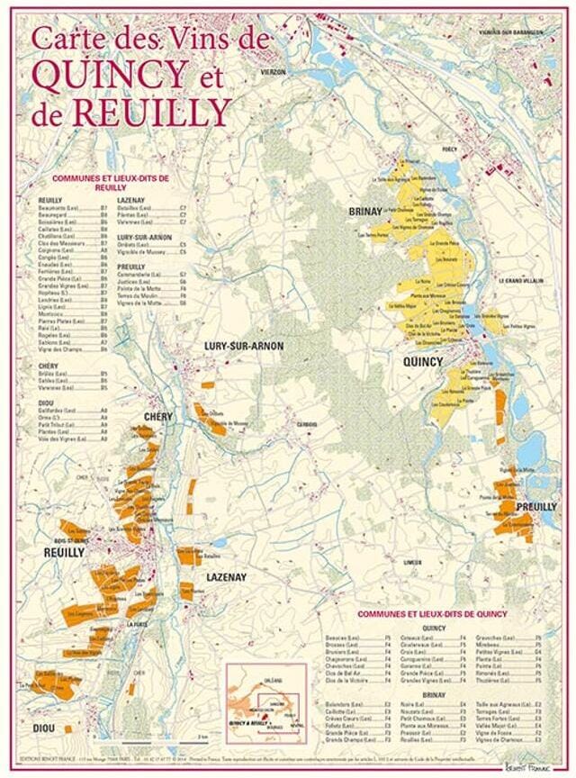 Carte des vins de Quincy et de Reuilly   Benoit France