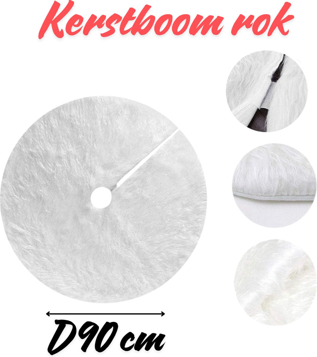 Wit kerstboomrok D90 voor kerstversiering