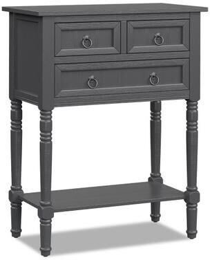Costway Narrow Console Table with 3 Storage Drawers and Open Bottom Shelf-Gray