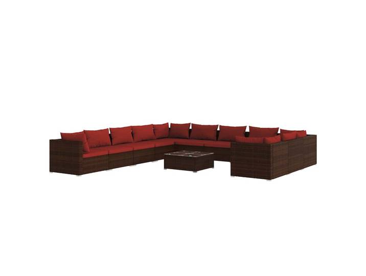 Maison Exclusive - Salon De Jardin 12 Pcs Avec Coussins Résine Tressée Marron
