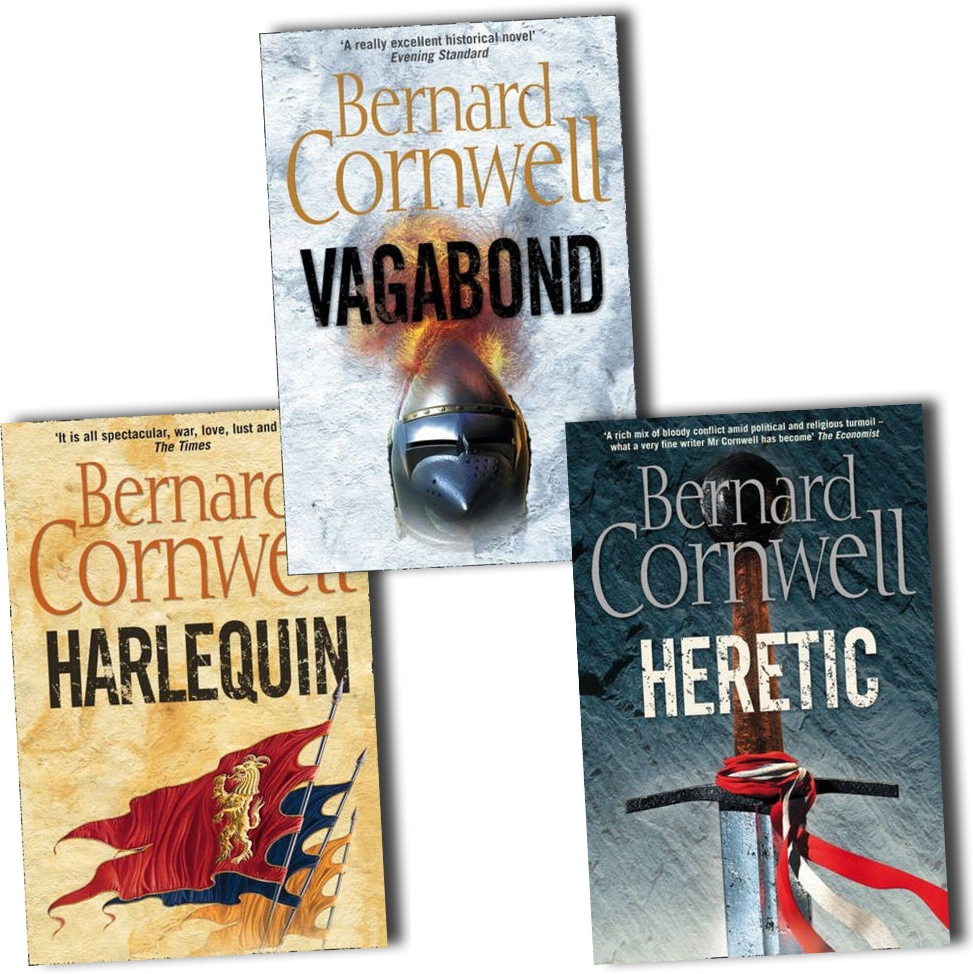 HARPERCOLLINS Bernard Cornwell Grail Quest 3 Books Collection Set   Epic Medieval Historical Fiction - Vagabond, Harlequin, Heretic