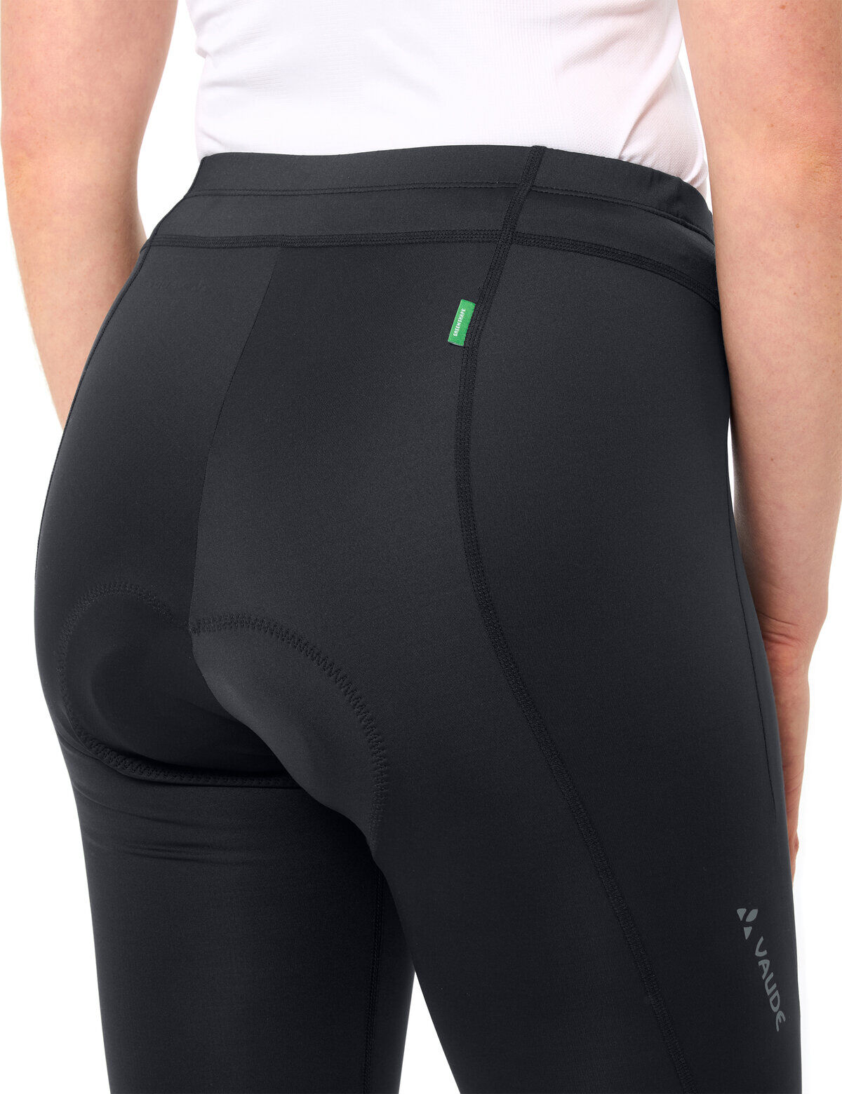 Fahrradhose VAUDE "WOMEN'S MATERA 3/4 TIGHTS", Damen, Gr. 42, N-Gr, schwarz, Obermaterial: 74% Polyester, 26% Elasthan, Hosen Fahrradhose, für vielseitige Sport- und Outdooraktivitäten, mit Sitzpolster