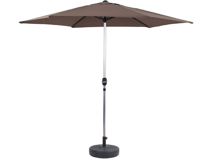 Parasol jardin droit Alu Sol - Rond - Ø 3m - Gris - Avec pied à lester