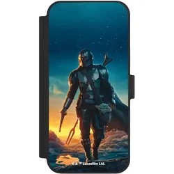 Nivocase Klapphülle für Apple iPhone 15 Plus Handyhülle aus Kunst Leder NIVOflip schwarz Sonnenuntergang (Apple iPhone 15 Plus), Smartphone Hülle, Schwarz