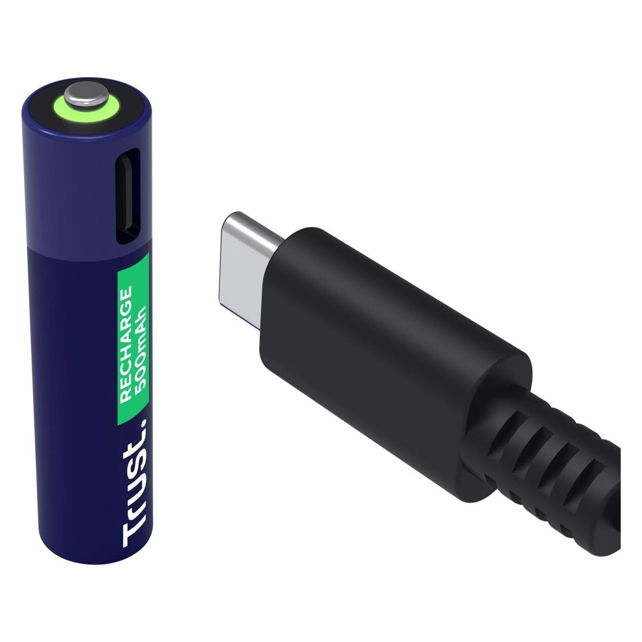 Trust USB-C Rechargeable Batteries 2p (2 Stk., AAA, 500 mAh) (25585)