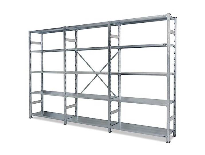 BRB Fachboden-Steckregal mit 15 Fachböden, BxTxH 3140x315x2000 mm, glanzverzinkt, Tragkraft 100 kg/Boden