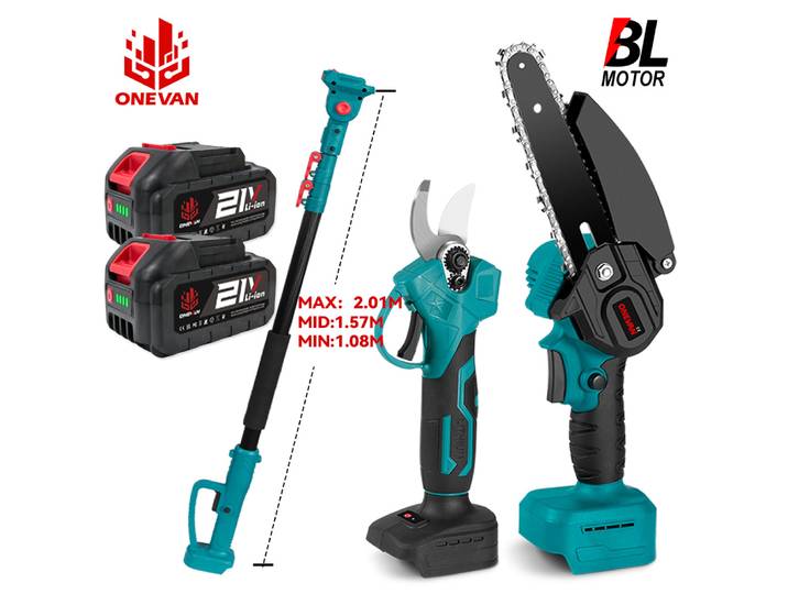 Scie à branches haute portée sans balais ONEVAN 4 en 1, cisailles de taille avec perche télescopique, outil de jardin pour batterie Makita 18V