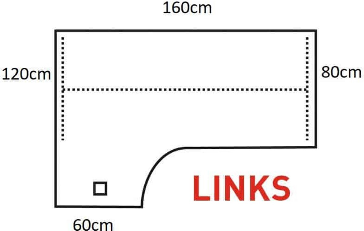 Robson Wing melamine bureaublad links 160 x 120 cm eiken