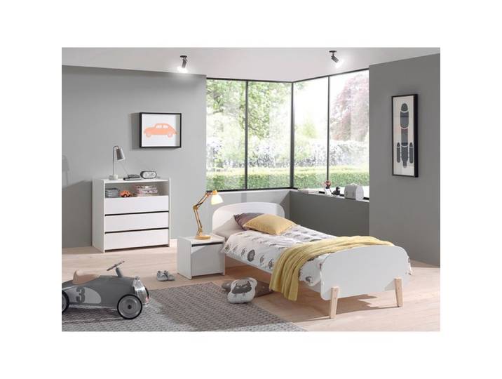 KIDDY Commode 3 tiroirs + Lit simple + Table de chevet
