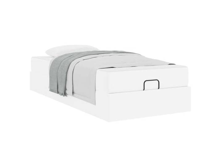 PUGYNBK Bettgestell mit Matratze, 2 Stück, PVC Fester Lattenrost aus Holz und Metall, mattes Finish, Aufbewahrung unter dem Bett, rechteckig