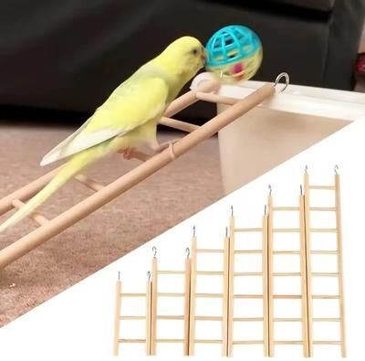 Uplifted Goods Wooden Climbing Ladder Toy For Hamsters Birds And Small Pets 36x7cm