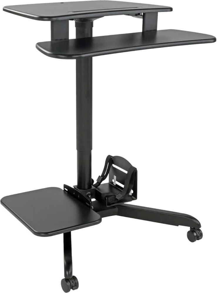 Tripp Lite WWSSRDSTC Rolling Desk TV/Monitorwagen, In hoogte verstelbaar, Zwart/Zilver
