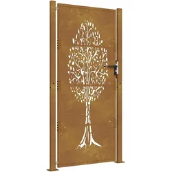 vidaXL Gartentor 105x180 cm Cortenstahl Baum-Design