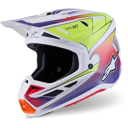Alpinestars S-M7 FUSE Crosshelm - weiß-neongelb-violett-glänzend - XS (53/54)