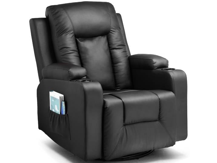 COMHOMA Fauteuil de relaxation Fauteuil TV avec fonction inclinable, dossier et accoudoirs épais, avec fonction bascule, rotation à 360°