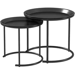 BEISTELLTISCH 2er-Set, rund Ø43/35 cm, Schwarz