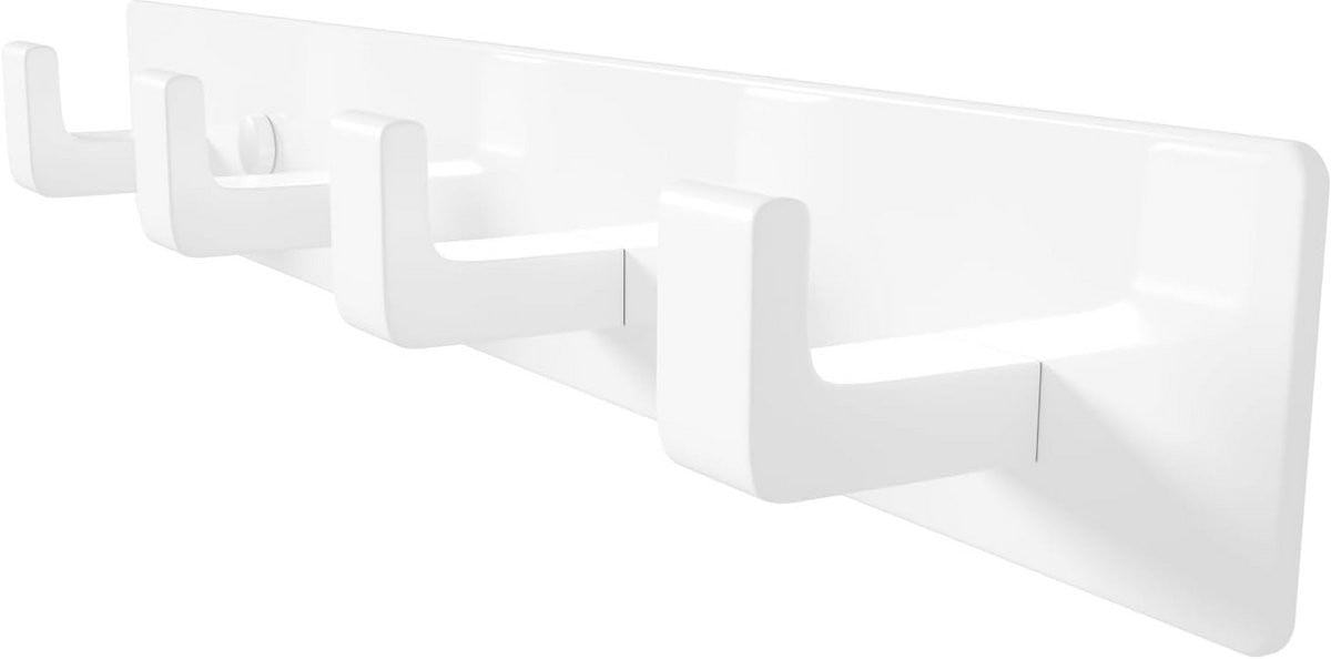 Moderne Witte Wandkapstok met 4 Haken voor Jassen en Tassen