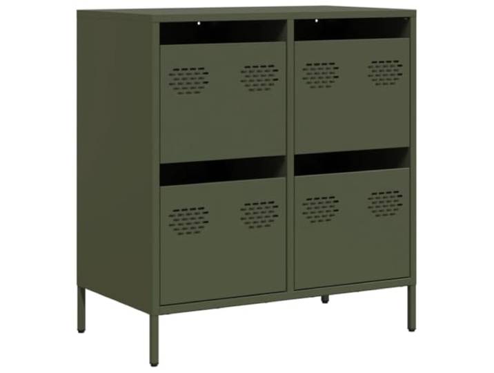 KGFHERENB Sideboard Olivgrün 68x39x73,5 cm Kaltgewalzter Stahl Kommode Stabiler Metallschrank mit 4 Schubladen für Wohnzimmer, Flur und Büro. Pflegedichte Oberfläche aus robustem Stahl.