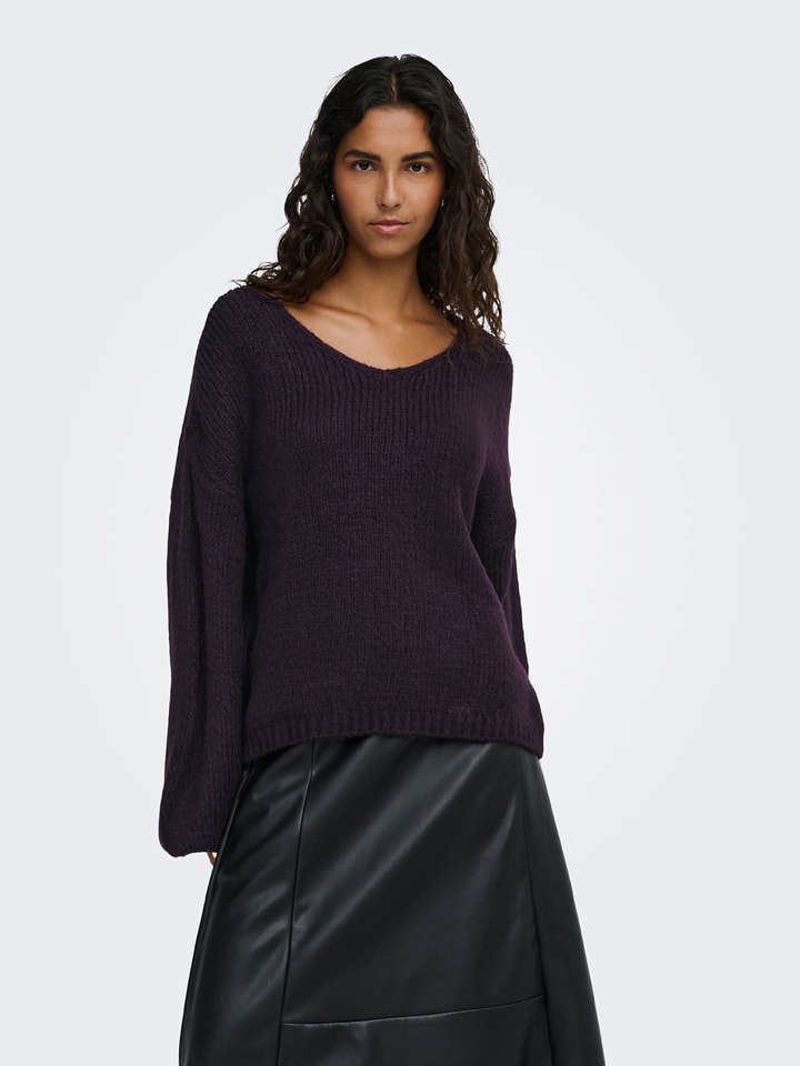 JDY Pullover in Aubergine - L