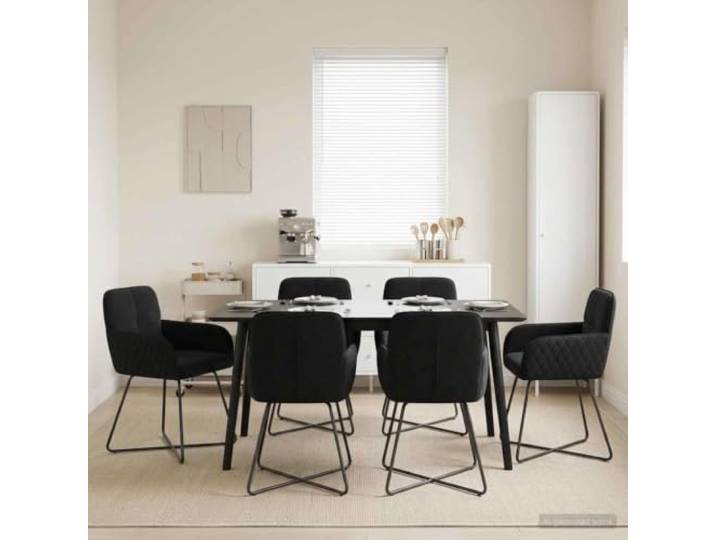 HGPOTUY Esszimmerstühle 6er Set Samt Schwarz 59 x 56,5 x 86 cm Luxuriöses Velvet, Stabiler Metallrahmen, Ergonomische Armlehnen, Einfache Montage, Pflegeleicht