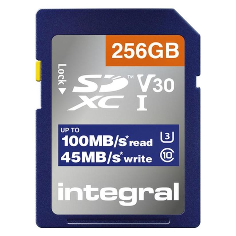 Integral INSDX256G-100V30 256GB SD CARD SDXC UHS-1 U3 CL10 V30 UP TO 100MBS READ 45MBS WRITE (256 GB, SD, SDXC, U3, UHS-I) (INSDX256G-100V30)