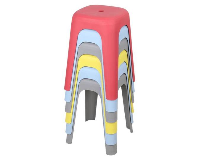 Lot de 6 Tabourets Empilables - WILITTO - Multicolore - Max 150kg - Intérieur et Extérieur - Peu Encombrants - 44x26x33cm