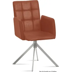 ARMLEHNSTUHL (8er-Set) Dorita 52x91x60 Edelstahl/Cognac