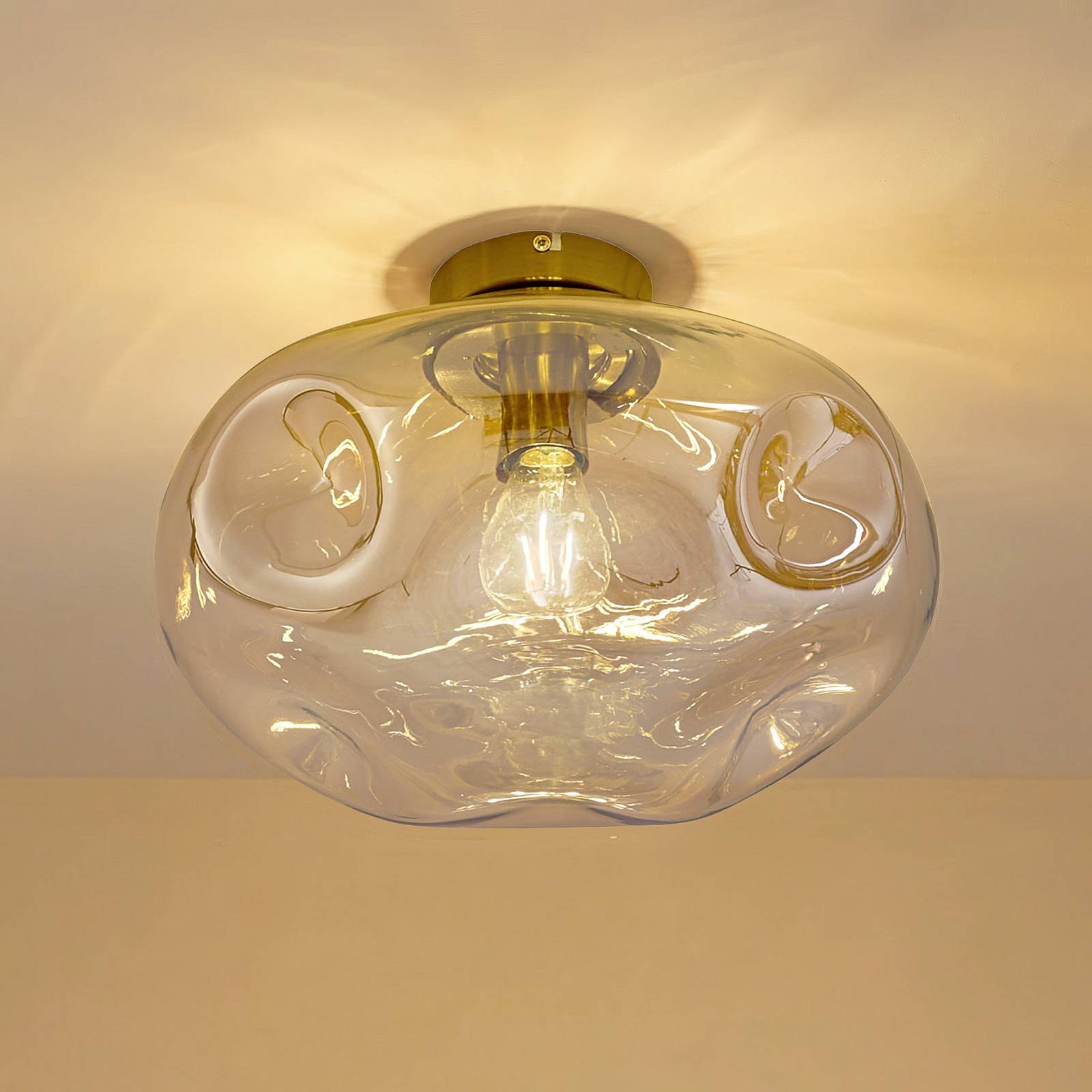 Deckenlampe Lelia Lindby, dimmbar, creme / amber, für Wohn- / Esszimmer, Metall, Design, Deckenlampe