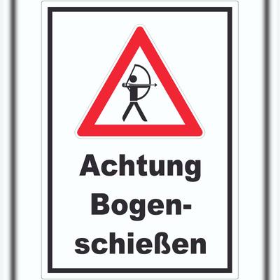 HB-Druck Achtung Bogenschießen Aufkleber A2 (420x594mm)