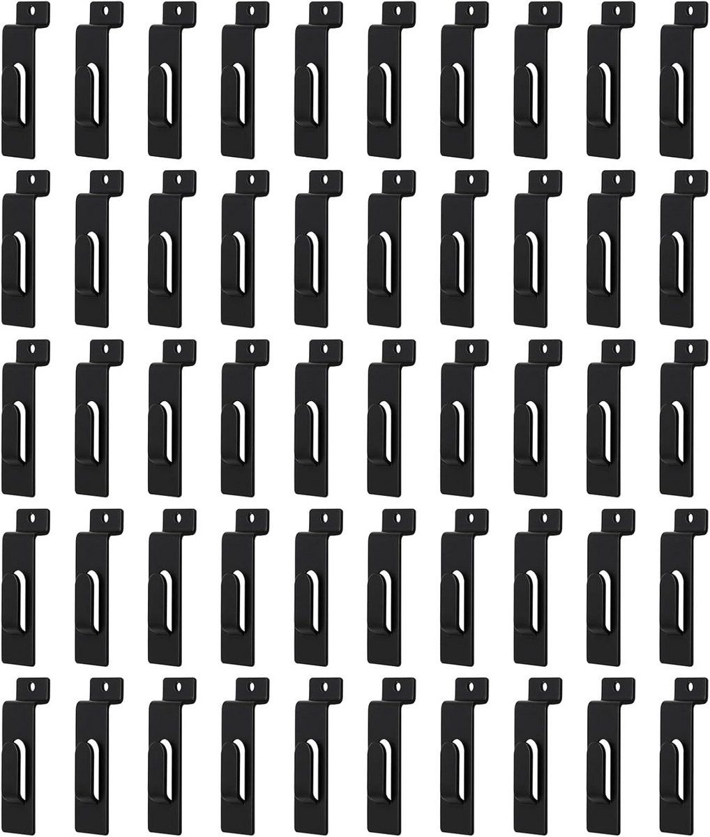 50 stuks Zwarte Aluminium Slatwall Haken voor Foto's en Schilderijen