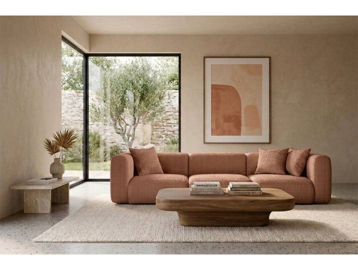 Kaiser Möbel Sofa 3-Sitzer für das Wohnzimmer aus Chenille-Stoff Cremona GRETA