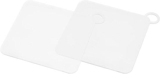 Set van 2 witte siliconen afvoermatten voor keuken en badkamer, 13 x 12 cm