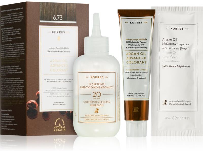 Korres Argan Oil Permanent-Haarfarbe mit Arganöl Farbton 6.73 Golden Cocoa 50 ml