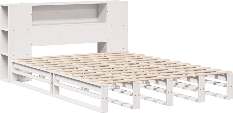 vidaXL Lit bibliothèque sans matelas blanc 140x200 cm bois massif