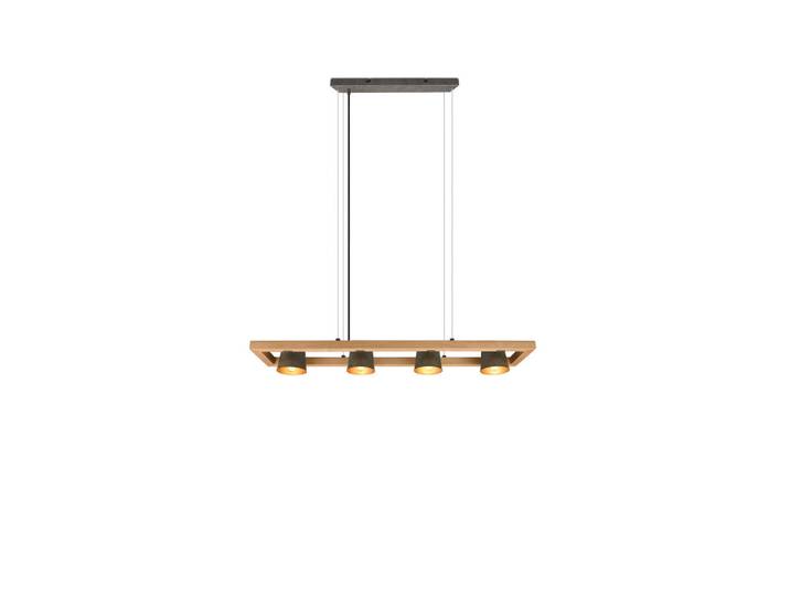 Trio Leuchten Hängeleuchte Bell, Nickelfarben, Holz, Metall, 100x150x21 cm, beliebig kürzbar, Lampen & Leuchten, Innenbeleuchtung, Hängeleuchten, Pendelleuchten
