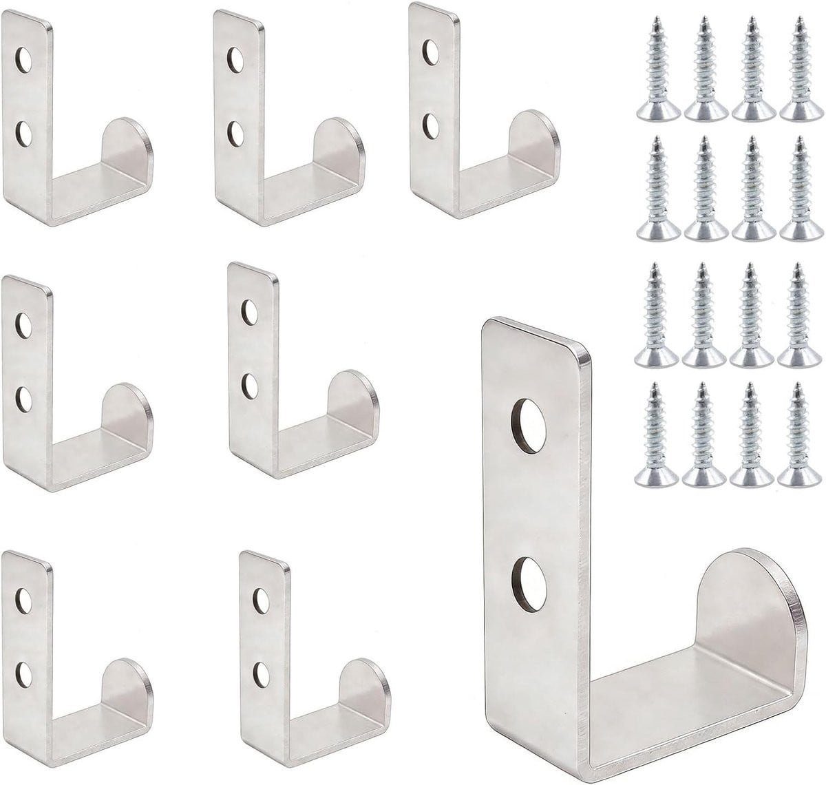 Set van 8 zilveren wandhaken voor jassen, tassen en accessoires