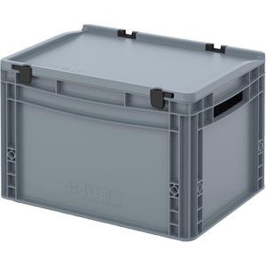 AUER Eurobox ED 43/27, grau, 26 Liter, mit Deckel, offene Griffe, 40 x 30 x 28,5cm
