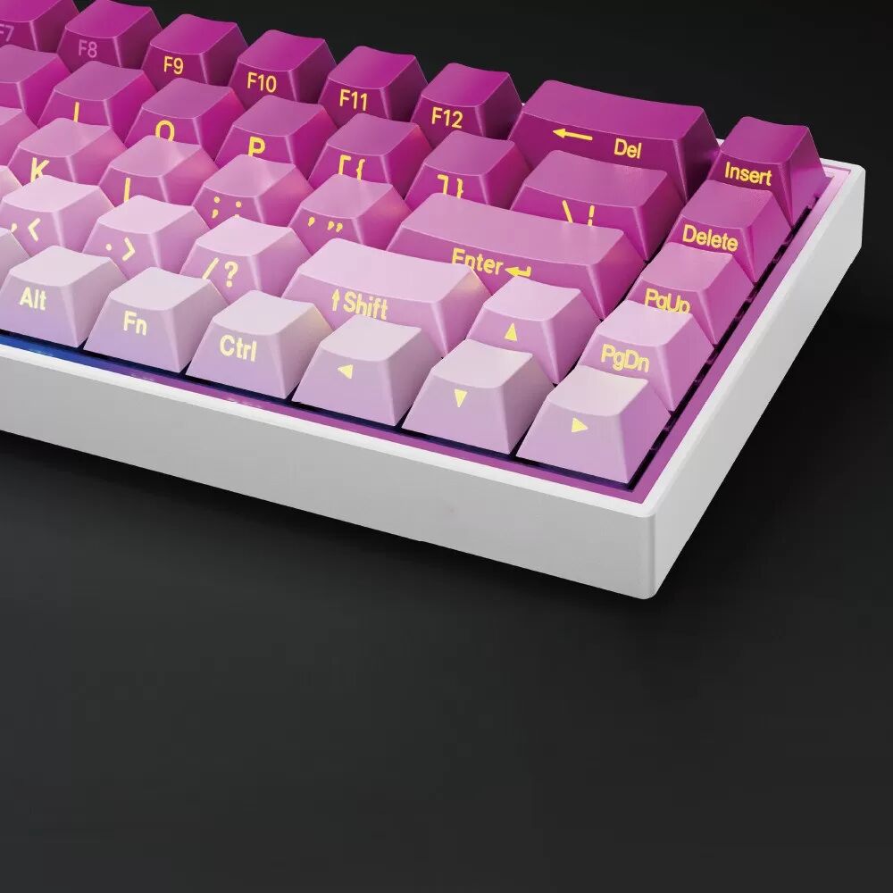 INF Clavier Mécanique Filaire 68 Touches Rétroéclairé - Rose Dégradé avec Switch Bleu