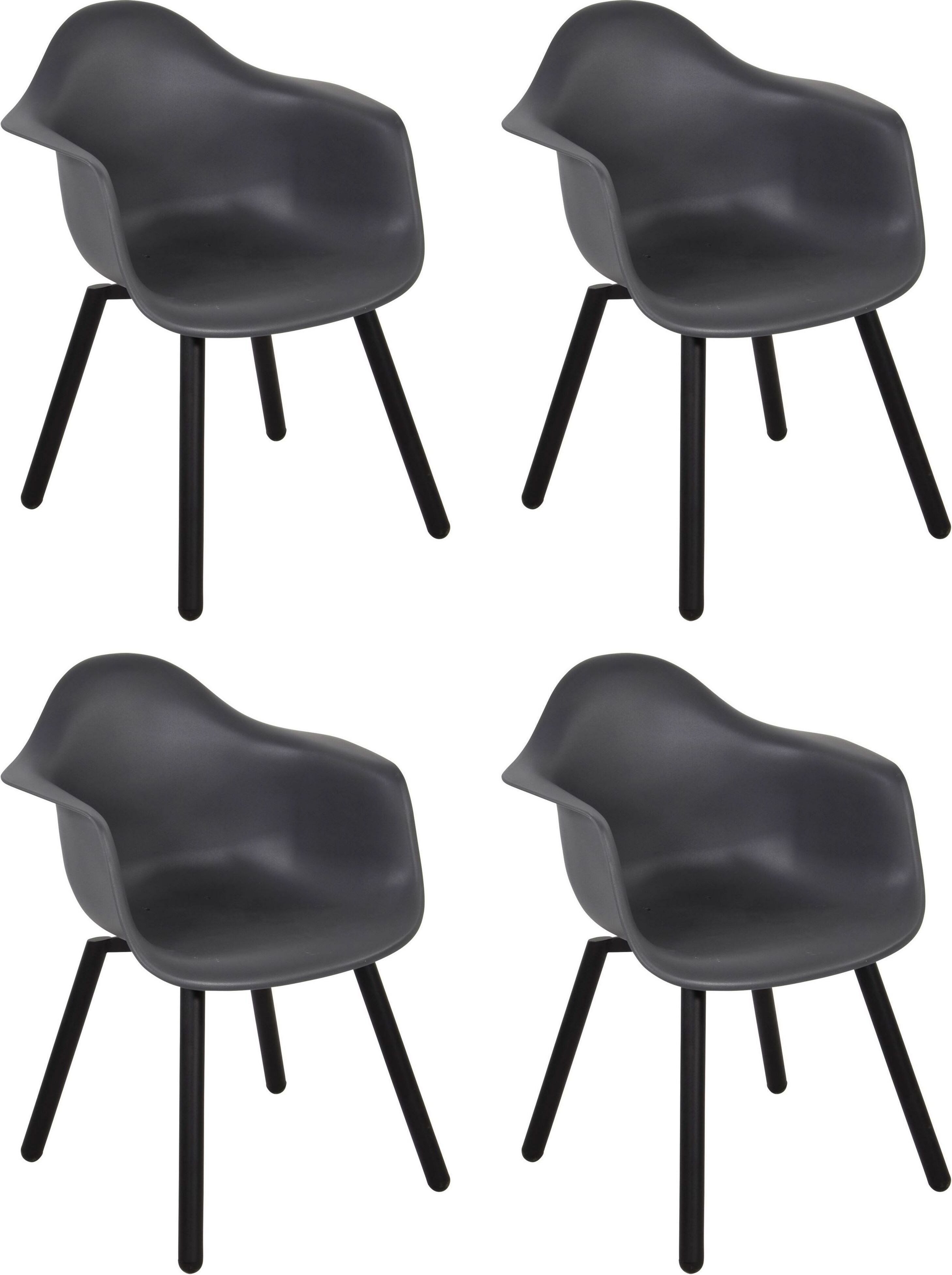 Lesli Living Design-Stuhl im 4er-Set "Montreux" grau/anthrazit
