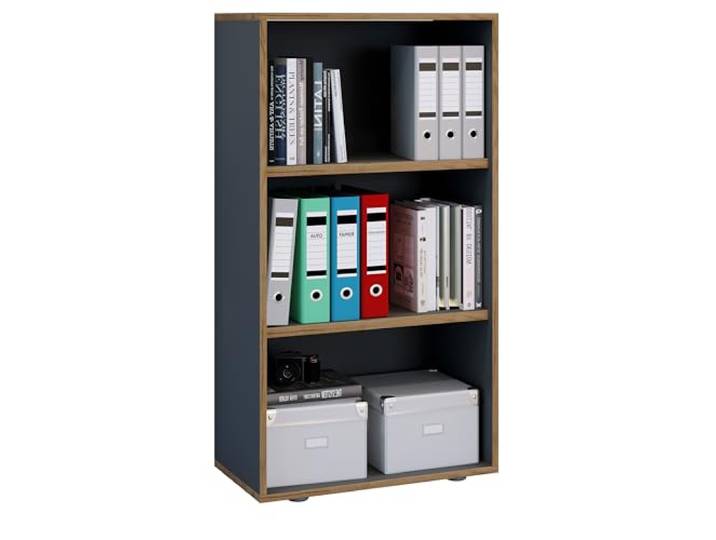 VCM Büroregal Anthrazit 60x33x110 cm 3 Fächer Standregal Bücherregal