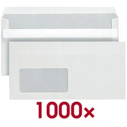 Mailmedia Briefumschläge DL mit Fenster und Selbstklebung - 1000 Stück weiß, 22x11 cm