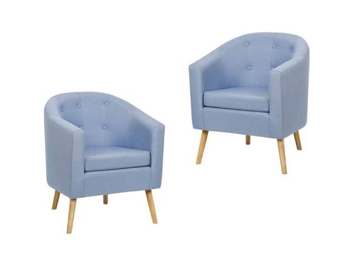 Fauteuil de salle à manger en tissu - JEOBEST - Lot de 2 - Style scandinave - Bleu
