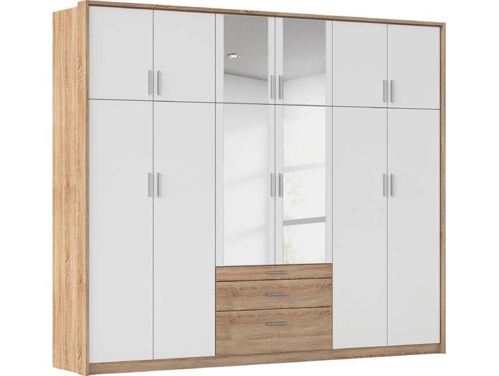 Kleiderschrank RAUCH Schrank Drehtürenschrank Garderobe Ankleide Schlafzimmer HILDESHEIM , weiss (eiche sonoma, alpinweiß), B:275cm H:231cm T:58cm, Holzwerkstoff, Schränke, Kleiderschrank, oberste Schublade mit praktischer Facheinteilung MADE IN GERMANY