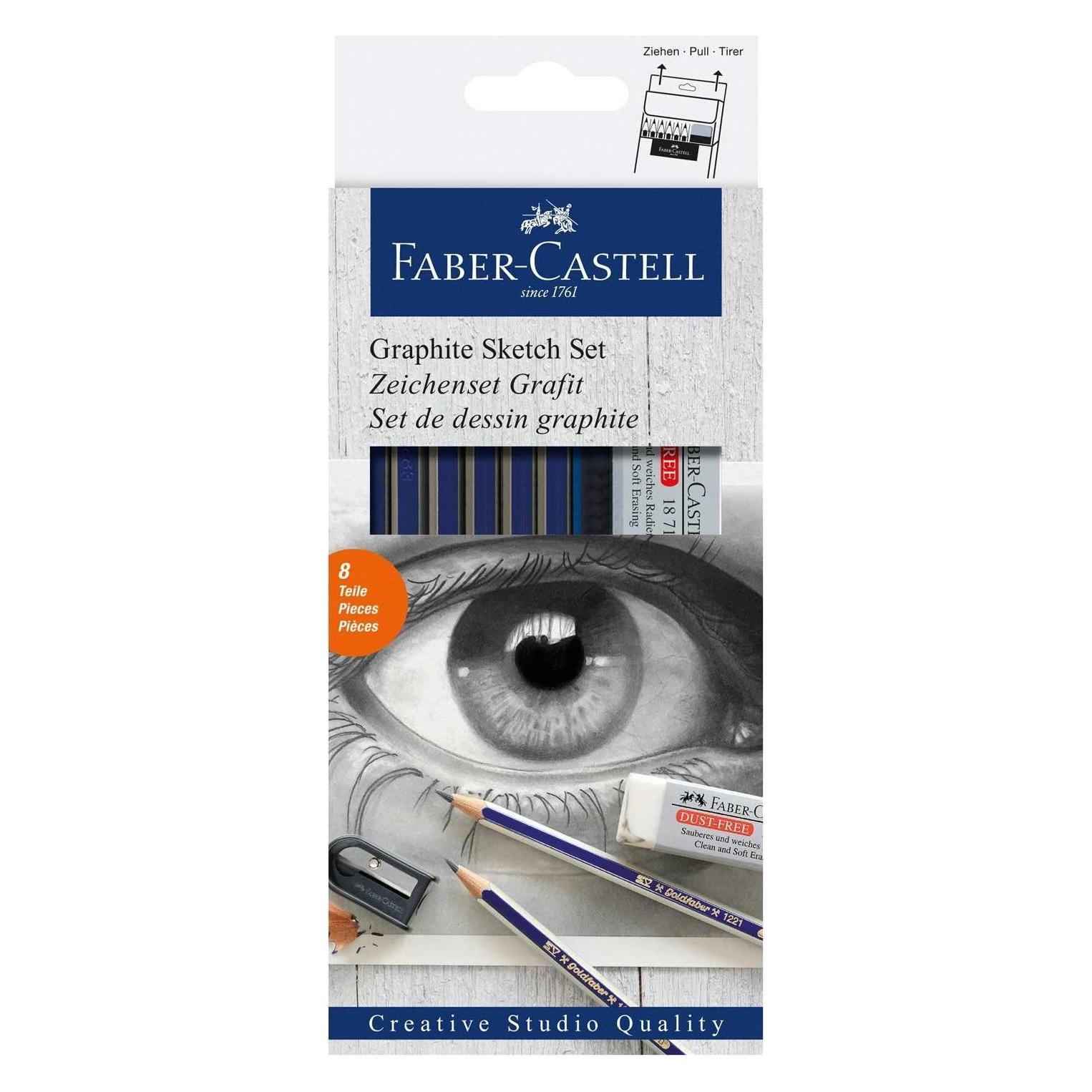 Faber-Castell GOLDFABER - Bleistift Zeichenset (2B, 2H, 4B, 6B, B, HB, 8x) (114000)