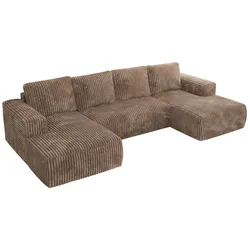WOHNLANDSCHAFT TRENTINO U Braun Cord