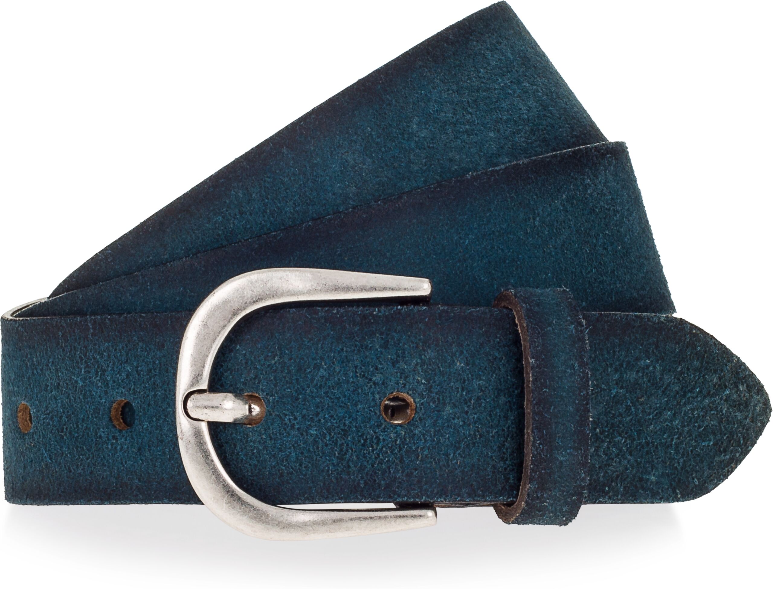 Ledergürtel MUSTANG, Damen, Gr. 75, blau (teal), Rindsleder, unifarben, Gürtel Ledergürtel, mit unifarbenem Design, aus Rindsleder, in poliertem Silberton teal 75
