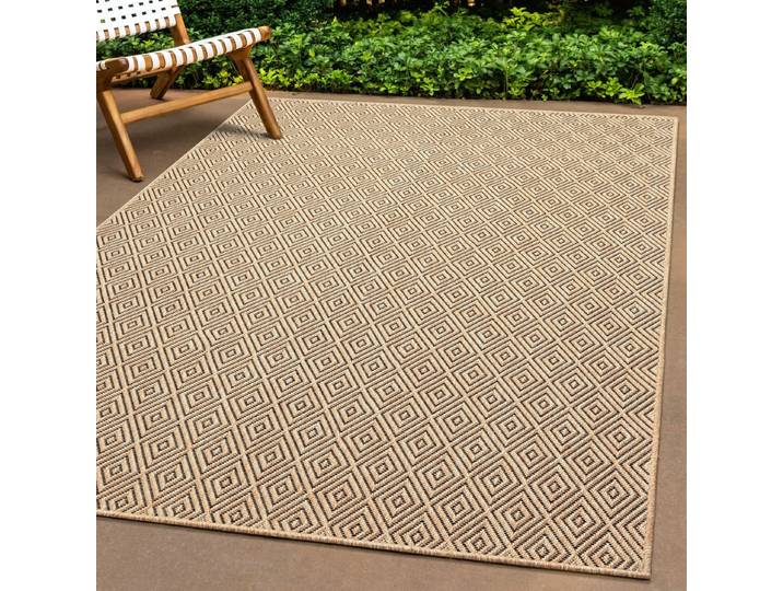 Teppich THE CARPET Kansas , beige (natur), B:60cm H:1mm L:180cm, Polypropylen, Teppiche, Teppich, moderner robuster In und Outdoor Teppich Jute Look