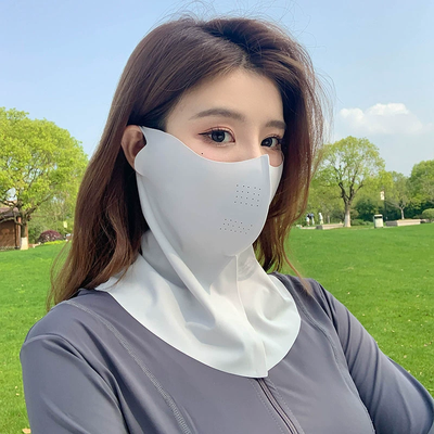 DynamicDeals Cooling Sun Protection Face Mask For Women Breathable UV Shield Cover light Grey