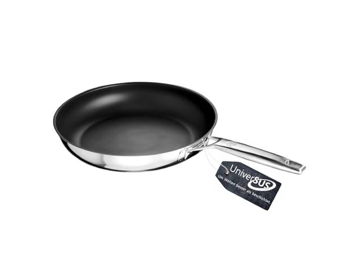 Schulte-Ufer Bratpfanne ASTRAL mit UniverSUS-Oberflächenstruktur, ohne PFAS/PTFE, 64456-28, Edelstahl, 28 cm